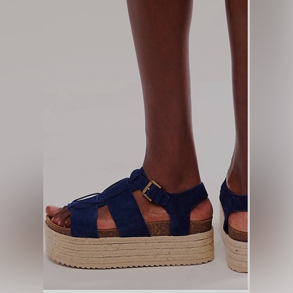 Free People x Intentionally Marine Dream Flatform Sandals Size 7.5 NEW - Picture 3 of 14